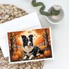 Border Collie Fall Greeting Cards Pack of 8 Blank Cards with Envelopes Whimsical A7 Size 5x7 Blank Note Cards