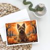 Cairn Terrier Fall Greeting Cards Pack of 8 Blank Cards with Envelopes Whimsical A7 Size 5x7 Blank Note Cards